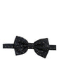Men Black Polka Dot Silk Adjustable Neck Papillon Bow Tie