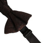 Men Brown 100% Silk Adjustable Neck Papillon Bow Tie