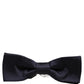 Men Dark Blue 100% Silk Adjustable Neck Papillon Bow Tie