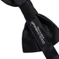 Men Black 100% Silk Adjustable Neck Papillon Bow Tie
