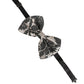 Men Black Silver Floral Adjustable Neck Papillon Bow Tie