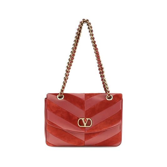Red Suede Leather Shoulder Bag