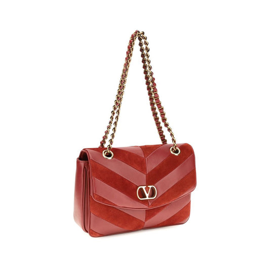 Red Suede Leather Shoulder Bag
