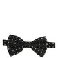 Black White Polka Dot Adjustable Neck Papillon Bow Tie