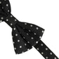 Black White Polka Dot Adjustable Neck Papillon Bow Tie