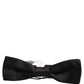 Men Black 100% Silk Adjustable Neck Papillon Bow Tie
