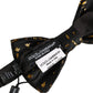 Black Gold Speckle Pattern Adjustable Neck Papillon Bow Tie