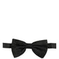 Men Black Silk Brocade Adjustable Neck Papillon Bow Tie