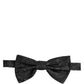Men Black Paisley SIlk Adjustable Neck Papillon Bow Tie