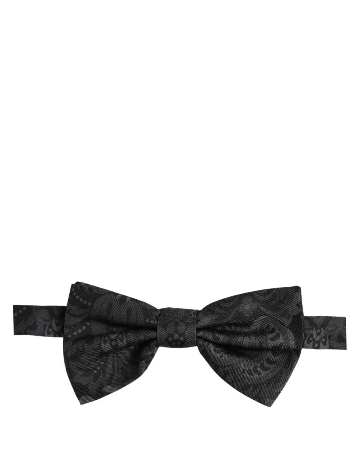 Men Black Paisley SIlk Adjustable Neck Papillon Bow Tie