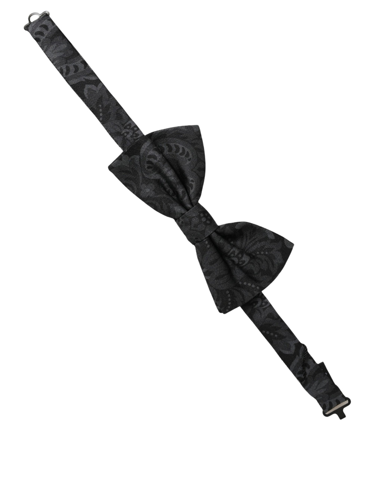 Men Black Paisley SIlk Adjustable Neck Papillon Bow Tie