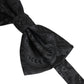 Men Black Paisley SIlk Adjustable Neck Papillon Bow Tie