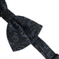 Men Black Blue Paisley Adjustable Neck Papillon Bow Tie
