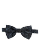 Men Black Blue Paisley Adjustable Neck Papillon Bow Tie