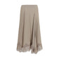 Beige Acetate Midi Skirt