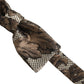 Men Brown Beige Floral Adjustable Neck Papillon Bow Tie