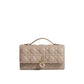 Beige Leather Clutch Bag