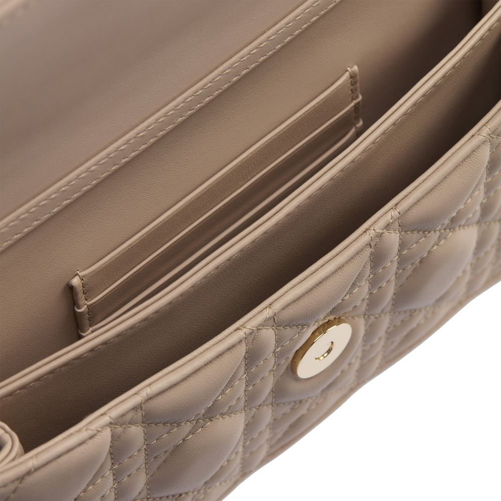 Beige Leather Clutch Bag