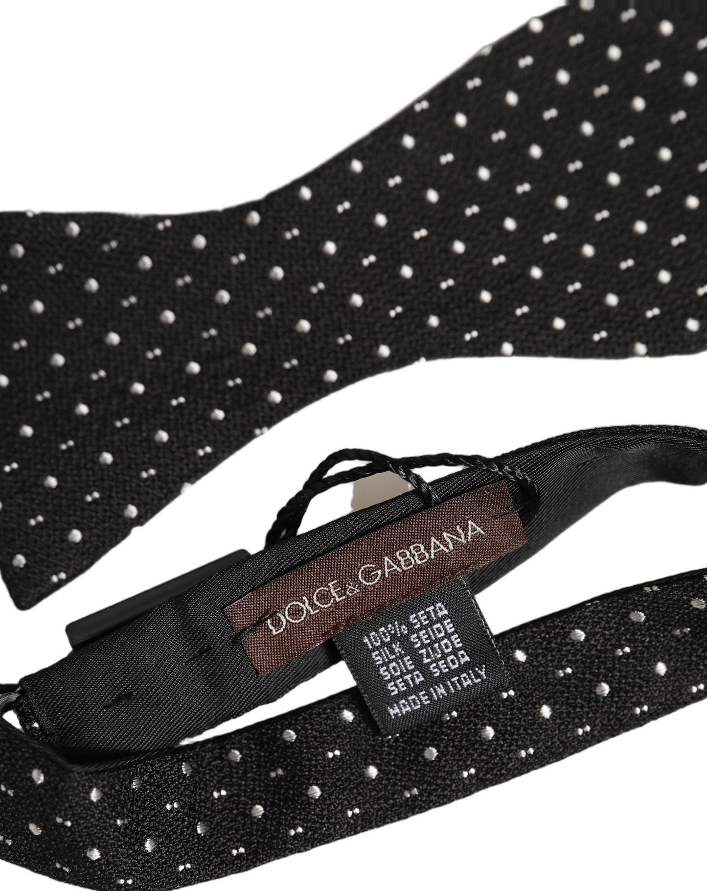 Black White Polka Dot Adjustable Neck Papillon Bow Tie
