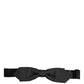 Men Black Polyester Adjustable Neck Papillon Bow Tie