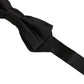 Men Black 100% Silk Adjustable Neck Papillon Bow Tie
