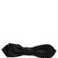 Black White Polka Dot Adjustable Neck Papillon Bow Tie