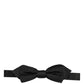 Men Black 100% Silk Adjustable Neck Papillon Bow Tie