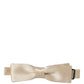 Men Beige 100% Silk Adjustable Neck Papillon Bow Tie