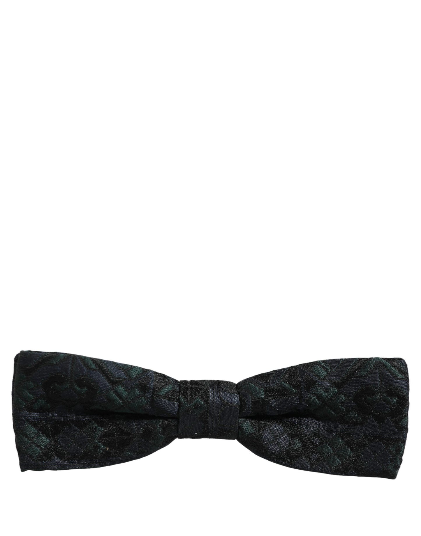 Men Black Green Paisley Adjustable Neck Papillon Bow Tie