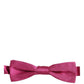 Men Pink 100% Silk Adjustable Neck Papillon Bow Tie
