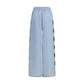 Blue Linen Casual Pants
