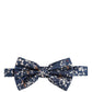 Men Navy Blue Floral Adjustable Neck Papillon Bow Tie