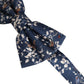 Men Navy Blue Floral Adjustable Neck Papillon Bow Tie