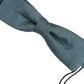 Men Steel Blue 100% Silk Adjustable Neck Papillon Bow Tie