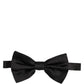 Men Black 100% Silk Adjustable Neck Papillon Bow Tie