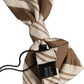 Men Brown Beige Stripes Adjustable Neck Papillon Bow Tie