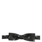 Men Black Floral Silk Adjustable Neck Papillon Bow Tie
