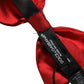 Men Black Red Silk Adjustable Neck Papillon Bow Tie