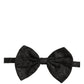 Men Black Patterned Adjustable Neck Papillon Bow Tie