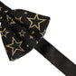 Men Black Star 100% Silk Adjustable Neck Papillon Bow Tie