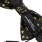 Men Black Star 100% Silk Adjustable Neck Papillon Bow Tie