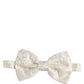 Men White Floral Silk Adjustable Neck Papillon BowTie