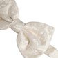 Men White Floral Silk Adjustable Neck Papillon Bow Tie