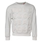 White Embossed Logo Cotton Crew Neck Sweater