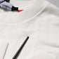 White Embossed Logo Cotton Crew Neck Sweater