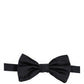 Men Dark Blue 100% Silk Adjustable Neck Papillon Bow Tie