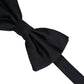 Men Dark Blue 100% Silk Adjustable Neck Papillon Bow Tie