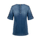 Blue Cotton Women Shirt