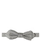 Men Silver Black Polka Dot Adjustable Neck Papillon Bow Tie