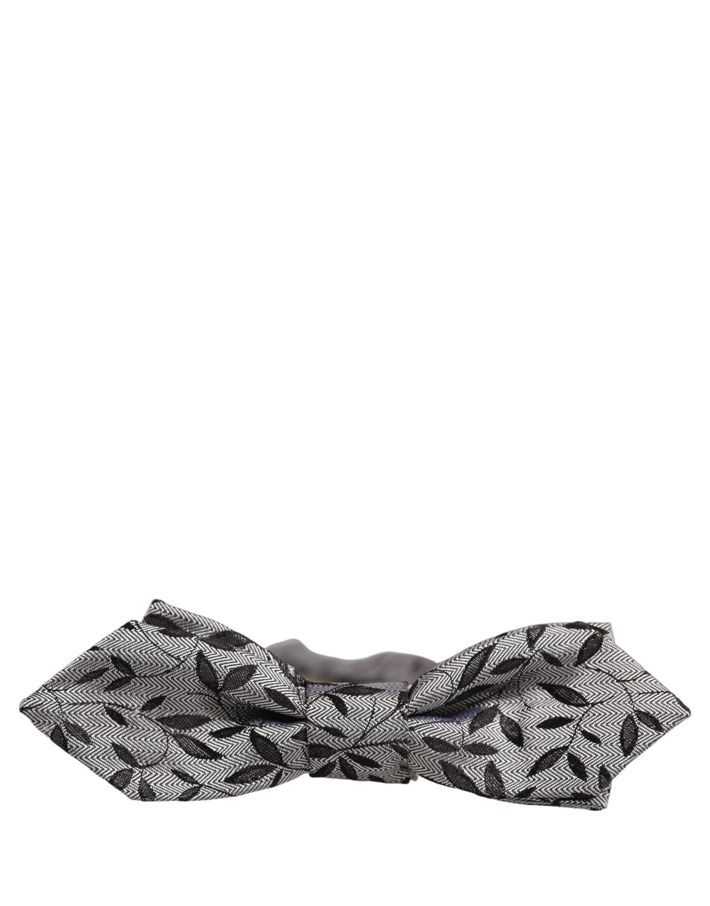 Men Gray Abstract Silk Adjustable Neck Papillon Bow Tie